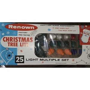 VINTAGE Renown Christmas Tree  Light Set in Box Never Used Dead Stock Y2K color